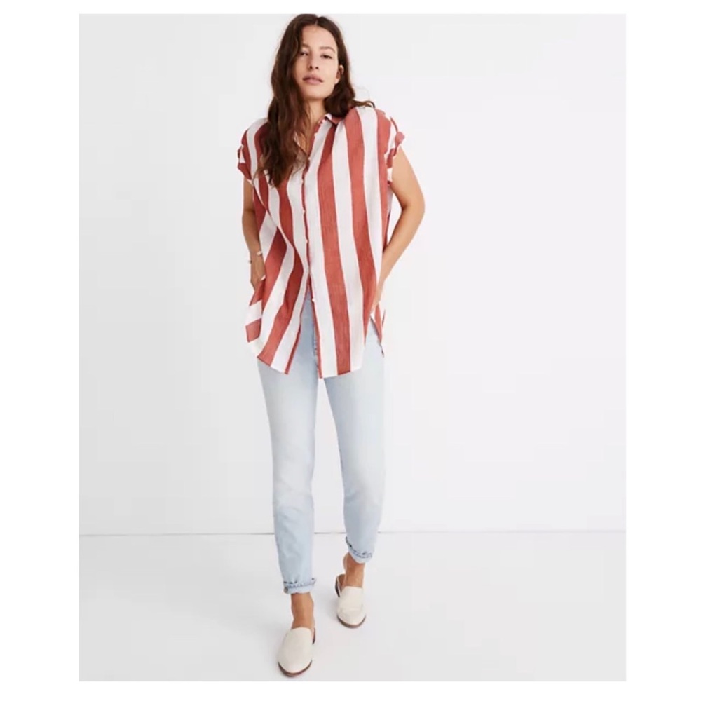 Madewell Button Up Stripes Top Size Small